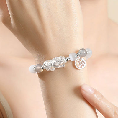 Attract Wealth 999 Sterling Silver Money Beads And Pixiu Bracelet For Men And Women