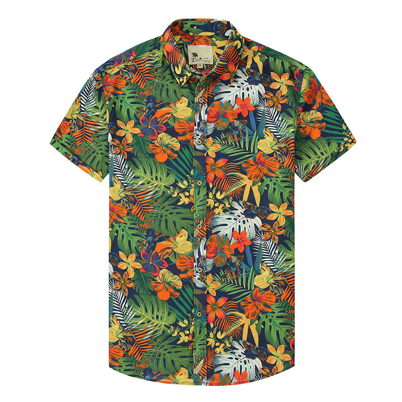 Beach Style Men's Floral Pattern T-Shirt Us Size