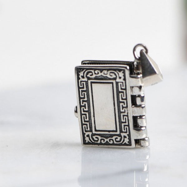 Classic 925 Sterling Silver Openable Bible Pendant Necklace