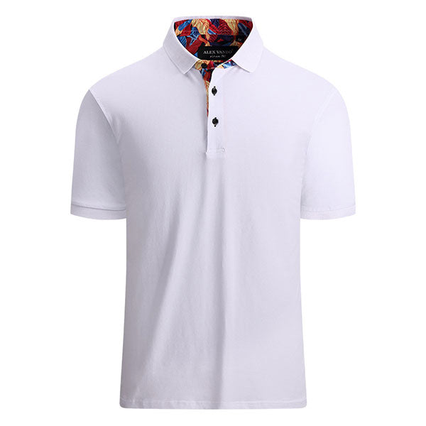 Floral Pattern Stand Collar Men's Golf T-Shirt Solid Color