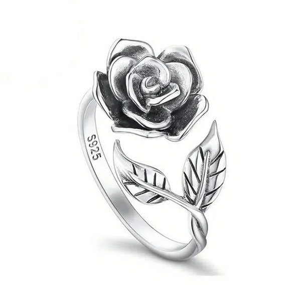 Beautiful Leaf And Flower 925 Sterling Silver Adjustable Ring