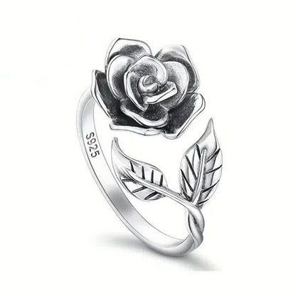 Beautiful Leaf And Flower 925 Sterling Silver Adjustable Ring