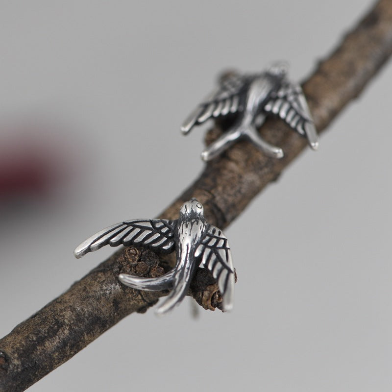 Fashion Swallow Shape 925 Sterling Silver Stud Earrings Price A Pair