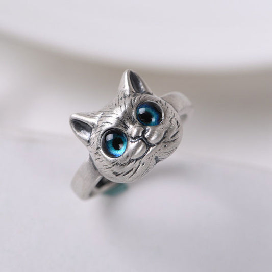 Fashion Cute 925 Sterling Silver Cat Ring