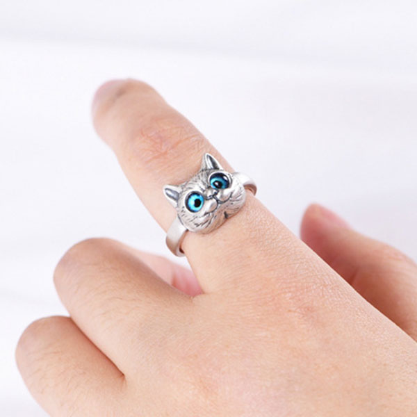 Fashion Cute 925 Sterling Silver Cat Ring