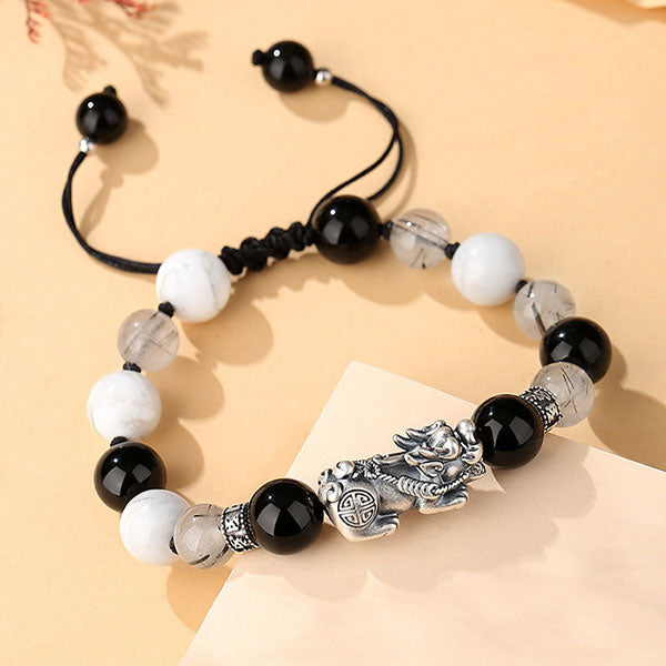 Attract Wealth 999 Sterling Silver Money Beads And Pixiu Bracelet For Men And Women