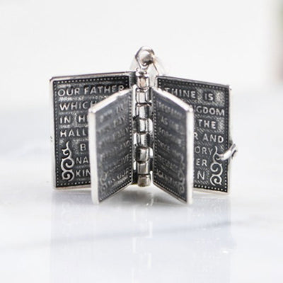 Classic 925 Sterling Silver Openable Bible Pendant Necklace