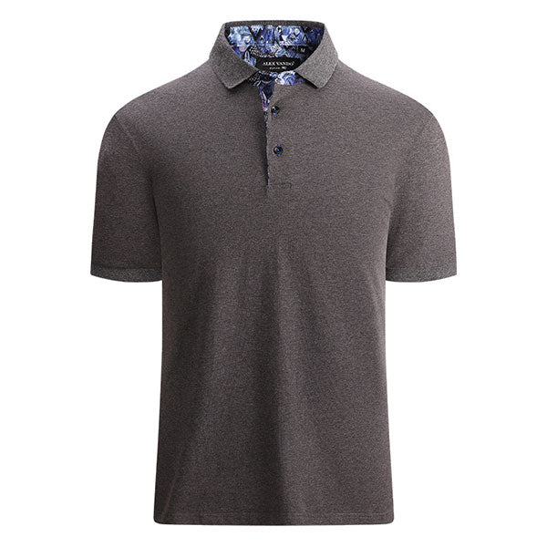 Floral Pattern Stand Collar Men's Golf T-Shirt Solid Color