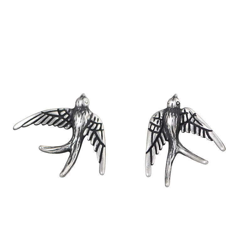 Fashion Swallow Shape 925 Sterling Silver Stud Earrings Price A Pair