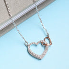 Romantic 925 Sterling Silver Double Hearts Necklace