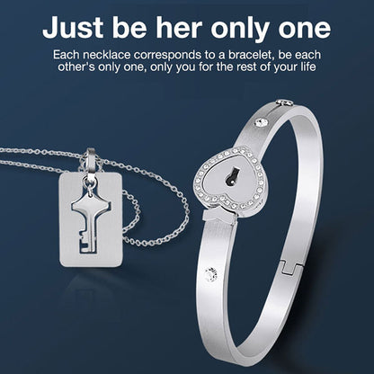 Fashion Lock Bracelet And Key Necklace For Couples