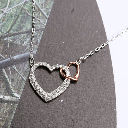 Romantic 925 Sterling Silver Double Hearts Necklace