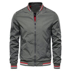 Fashion Solid Color Round Collar Men's Jacket