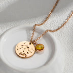 Custom Zodiac Sign Birthstone And Name Necklace