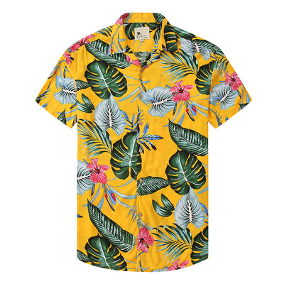 Beach Style Men's Floral Pattern T-Shirt Us Size