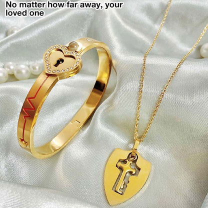 Fashion Lock Bracelet And Key Necklace For Couples