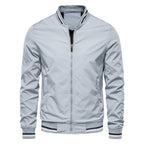 Fashion Solid Color Round Collar Men's Jacket