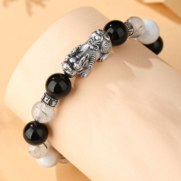 Attract Wealth 999 Sterling Silver Money Beads And Pixiu Bracelet For Men And Women