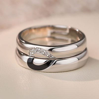 Fashion Match Hearts 925 Sterling Silver Adjustable Ring For Couples