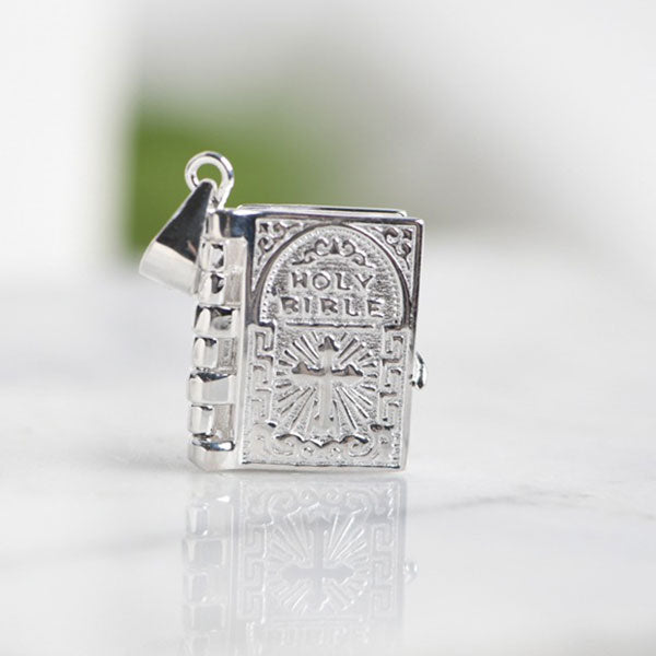 Classic 925 Sterling Silver Openable Bible Pendant Necklace
