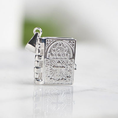 Classic 925 Sterling Silver Openable Bible Pendant Necklace