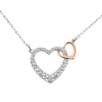 Romantic 925 Sterling Silver Double Hearts Necklace