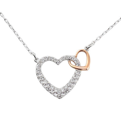 Romantic 925 Sterling Silver Double Hearts Necklace