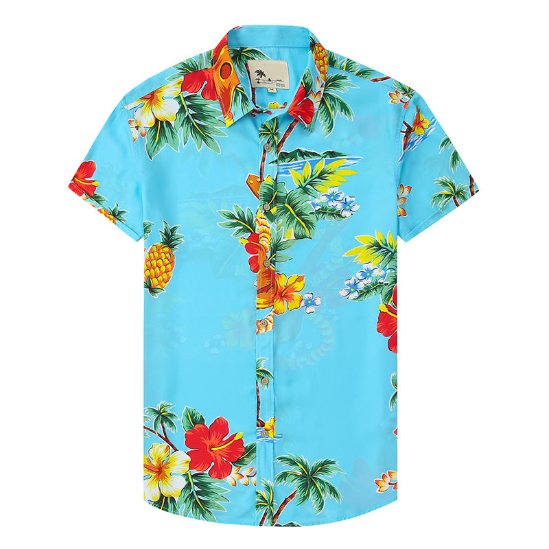 Beach Style Men's Floral Pattern T-Shirt Us Size