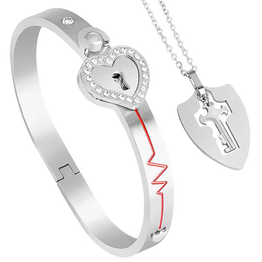 Fashion Lock Bracelet And Key Necklace For Couples