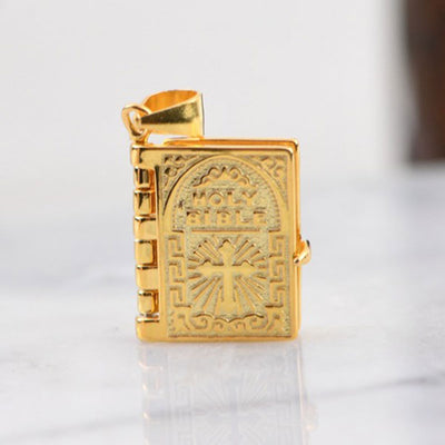 Classic 925 Sterling Silver Openable Bible Pendant Necklace