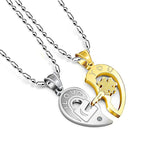 Fashion Lucky Leaf Key And Lock Match Heart Couple Necklaces