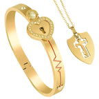Fashion Lock Bracelet And Key Necklace For Couples