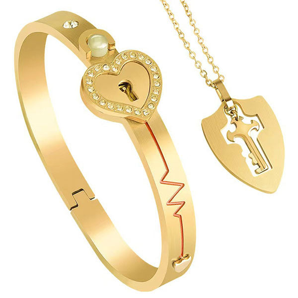 Fashion Lock Bracelet And Key Necklace For Couples