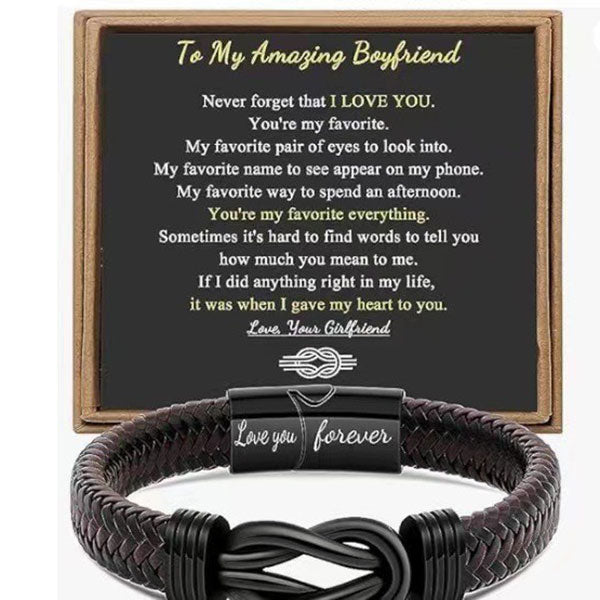 Simple Design Love Letter Leather Men's Bracelet