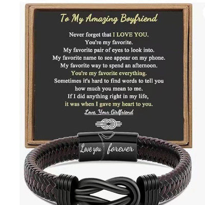 Simple Design Love Letter Leather Men's Bracelet