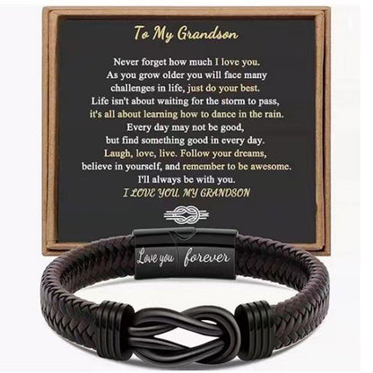 Simple Design Love Letter Leather Men's Bracelet