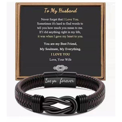 Simple Design Love Letter Leather Men's Bracelet