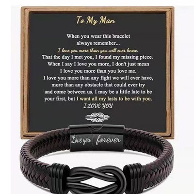 Simple Design Love Letter Leather Men's Bracelet