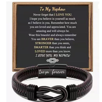 Simple Design Love Letter Leather Men's Bracelet
