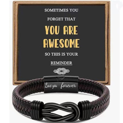 Simple Design Love Letter Leather Men's Bracelet