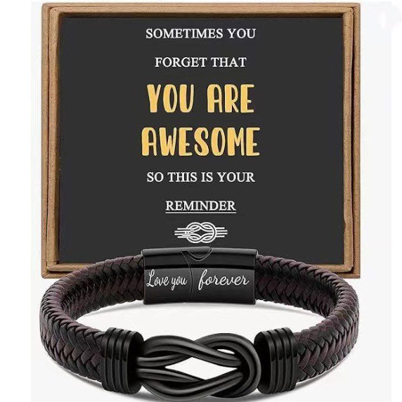 Simple Design Love Letter Leather Men's Bracelet