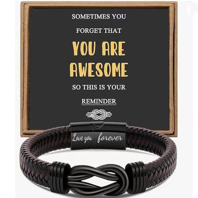 Simple Design Love Letter Leather Men's Bracelet