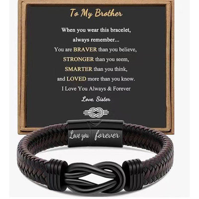 Simple Design Love Letter Leather Men's Bracelet