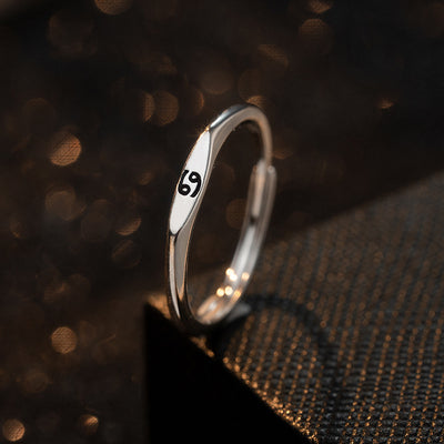 Fashion Zodiac Sign 925 Sterling  Silver Adjustable Ring