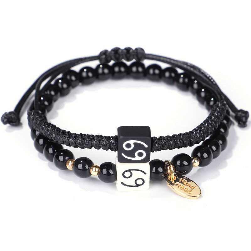 Fashion Natural Stone Zodiac Sign Two Pieces Bracelets For Men And Women