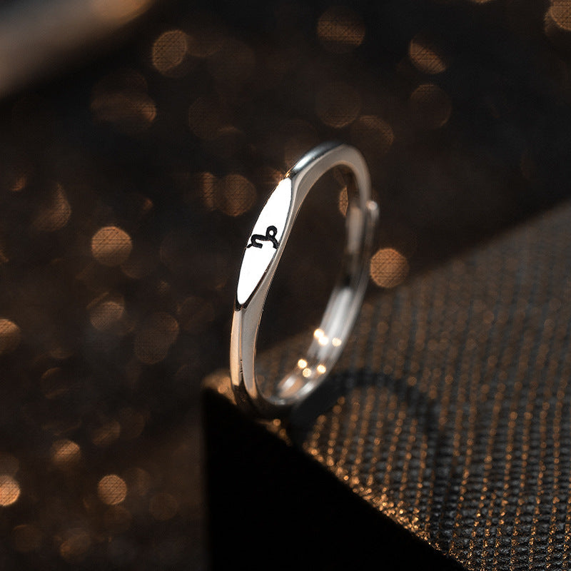 Fashion Zodiac Sign 925 Sterling  Silver Adjustable Ring