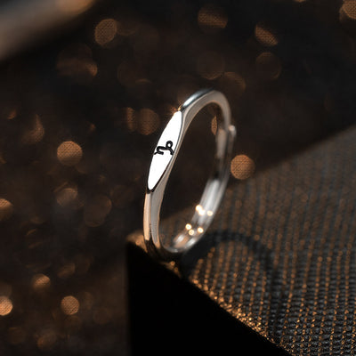 Fashion Zodiac Sign 925 Sterling  Silver Adjustable Ring