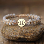 Handmade Natural Stone Zodiac Sign Adjustable String Bracelet