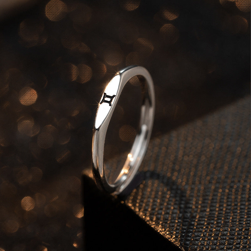 Fashion Zodiac Sign 925 Sterling  Silver Adjustable Ring