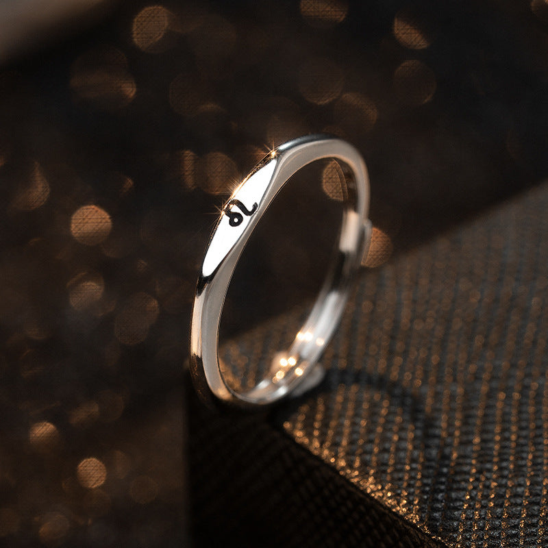 Fashion Zodiac Sign 925 Sterling  Silver Adjustable Ring